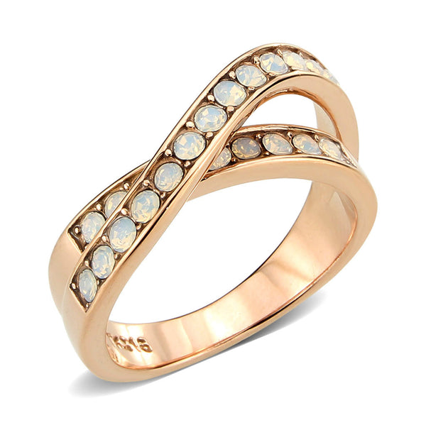 LOVCIA Rose Gold Ion-Plated Stainless Steel Ring with Fire Opal Crystal - Buy stylish Rings for women - Shop latest Ring design - Trendy Rings - Unique fashion Rings - Find the perfect Ring