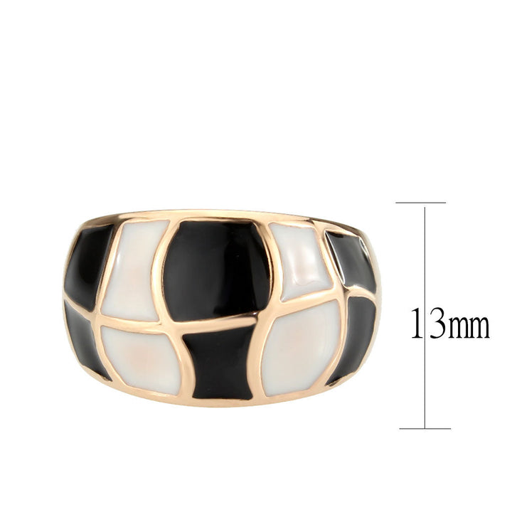 LOVCIA Rose Gold Ion Plated Stainless Steel Ring with Black and White Enamel - Buy stylish Rings for women - Shop latest Ring design - Trendy Rings - Unique fashion Rings - Find the perfect Ring