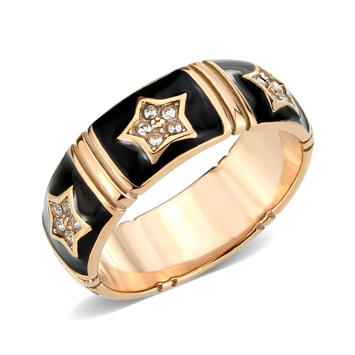 LOVCIA Rose Gold Ion-Plated Stainless Steel Ring with Clear Top Grade Crystal - Buy stylish Rings for women - Shop latest Ring design - Trendy Rings - Unique fashion Rings - Find the perfect Ring