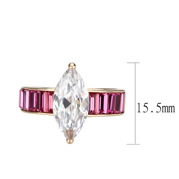 LOVCIA Ion Plated Rose Gold Stainless Steel Marquise CZ Ring - Buy stylish Rings for women - Shop latest Ring design - Trendy Rings - Unique fashion Rings - Find the perfect Ring