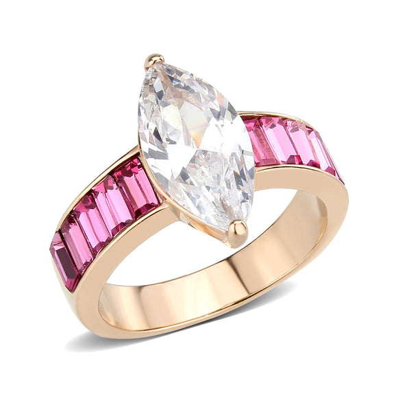 LOVCIA Ion Plated Rose Gold Stainless Steel Marquise CZ Ring - Buy stylish Rings for women - Shop latest Ring design - Trendy Rings - Unique fashion Rings - Find the perfect Ring