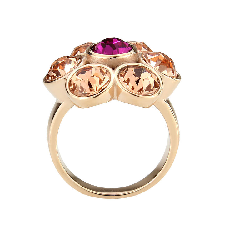 LOVCIA Rose Gold Ion Plated Stainless Steel Multicolor Crystal Ring - Buy stylish Rings for women - Shop latest Ring design - Trendy Rings - Unique fashion Rings - Find the perfect Ring