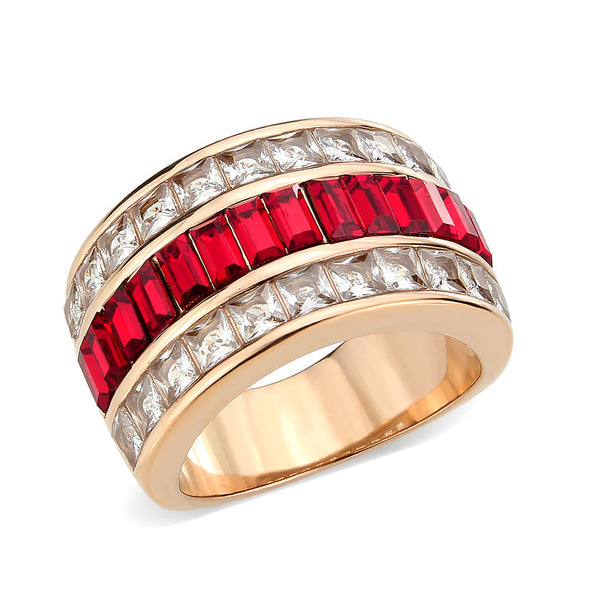 LOVCIA Red Series Stainless Steel Ring with IP Rose Gold Plating and Top Grade Crystal - Buy stylish Rings for women - Shop latest Ring design - Trendy Rings - Unique fashion Rings - Find the perfect Ring