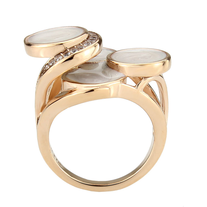 LOVCIA Rose Gold Ion-Plated Stainless Steel Ring with Clear AAA CZ Stone - Buy stylish Rings for women - Shop latest Ring design - Trendy Rings - Unique fashion Rings - Find the perfect Ring