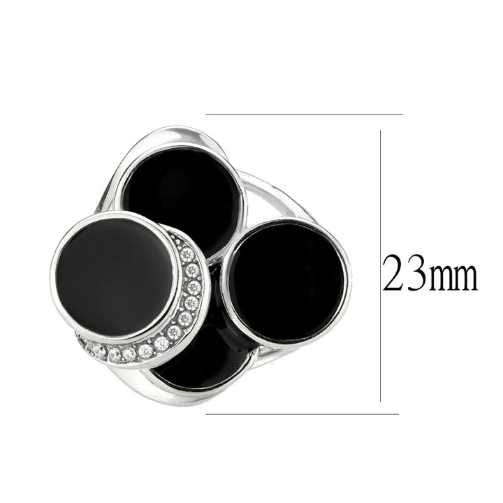 LOVCIA Stainless Steel Ring with Clear AAA Grade CZ and Black Enamel - High Polish Finish - Buy stylish Rings for women - Shop latest Ring design - Trendy Rings - Unique fashion Rings - Find the perfect Ring