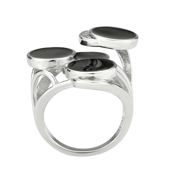 LOVCIA Stainless Steel Ring with Clear AAA Grade CZ and Black Enamel - High Polish Finish - Buy stylish Rings for women - Shop latest Ring design - Trendy Rings - Unique fashion Rings - Find the perfect Ring