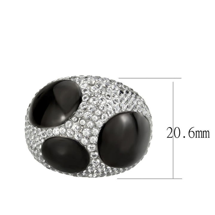 LOVCIA Two Tone Black Ion Plated Stainless Steel Ring with Clear AAA CZ Stones - Buy stylish Rings for women - Shop latest Ring design - Trendy Rings - Unique fashion Rings - Find the perfect Ring