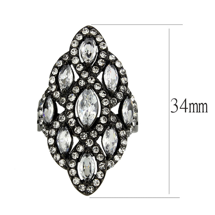 LOVCIA Black Ion Plated Stainless Steel Ring with Clear AAA CZ Stone - Buy stylish Rings for women - Shop latest Ring design - Trendy Rings - Unique fashion Rings - Find the perfect Ring