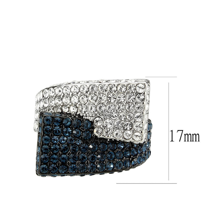 LOVCIA Two-Tone Ion Plated Black Stainless Steel Ring with Multicolor Top Grade Crystal - Buy stylish Rings for women - Shop latest Ring design - Trendy Rings - Unique fashion Rings - Find the perfect Ring