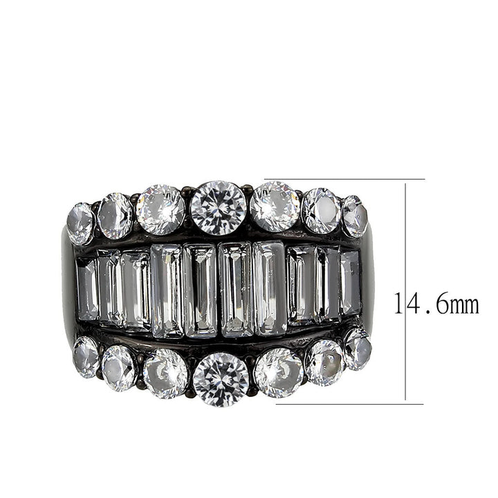 LOVCIA Ion-Plated Black Stainless Steel Ring with Clear AAA Grade CZ Stone - Buy stylish Rings for women - Shop latest Ring design - Trendy Rings - Unique fashion Rings - Find the perfect Ring