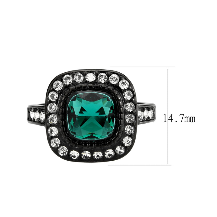 LOVCIA IP Black Stainless Steel Ring with Square Blue Zircon Synthetic Stone - Buy stylish Rings for women - Shop latest Ring design - Trendy Rings - Unique fashion Rings - Find the perfect Ring