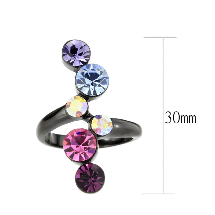 LOVCIA Multi-Color Crystal Stainless Steel Ring with IP Black Plating - Buy stylish Rings for women - Shop latest Ring design - Trendy Rings - Unique fashion Rings - Find the perfect Ring