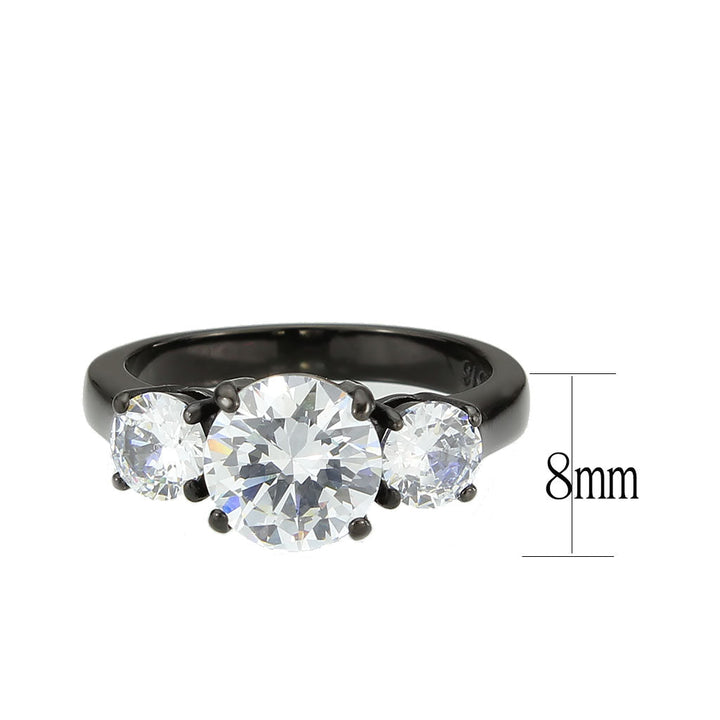 LOVCIA Ion Plated Black Stainless Steel Ring with Clear AAA Grade CZ Stone - Buy stylish Rings for women - Shop latest Ring design - Trendy Rings - Unique fashion Rings - Find the perfect Ring