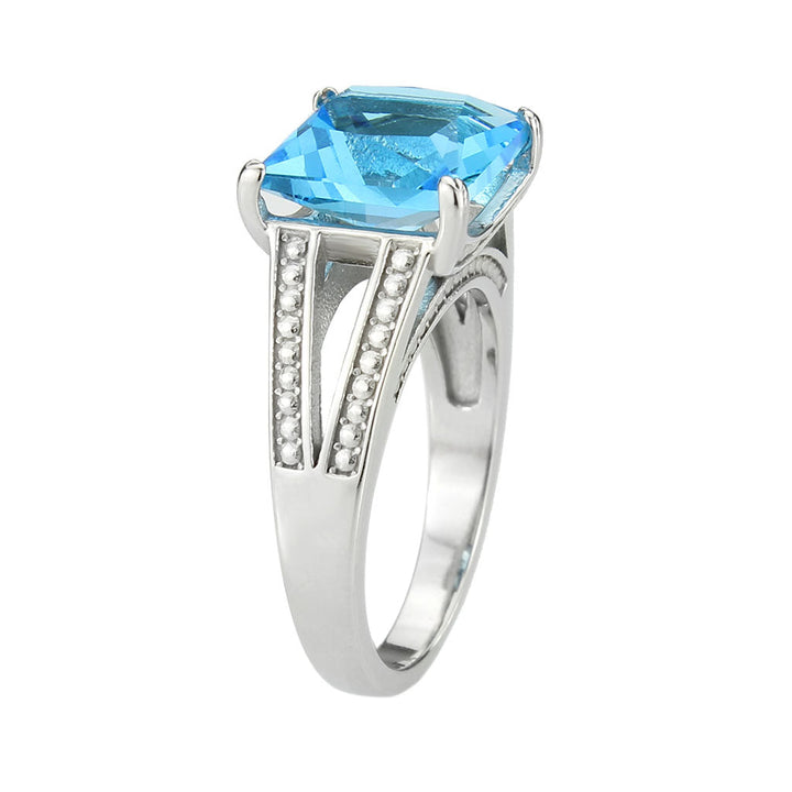 LOVCIA Sleek Stainless Steel Ring with Sea Blue Synthetic Gemstone - Buy stylish Rings for women - Shop latest Ring design - Trendy Rings - Unique fashion Rings - Find the perfect Ring