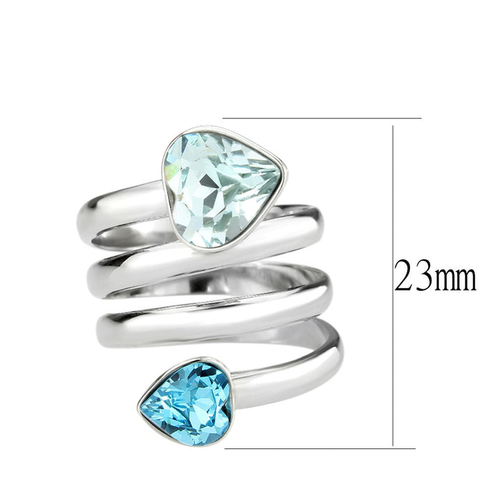 LOVCIA Sea Blue Crystal Stainless Steel Ring - High Polish Finish - Buy stylish Rings for women - Shop latest Ring design - Trendy Rings - Unique fashion Rings - Find the perfect Ring