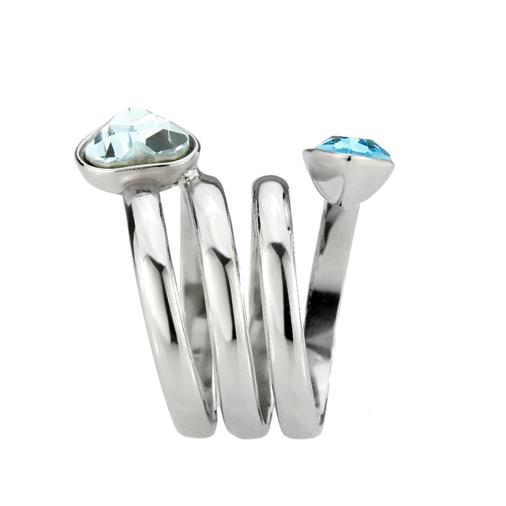 LOVCIA Sea Blue Crystal Stainless Steel Ring - High Polish Finish - Buy stylish Rings for women - Shop latest Ring design - Trendy Rings - Unique fashion Rings - Find the perfect Ring