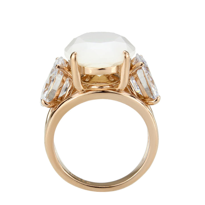 LOVCIA Rose Gold IP Plated Stainless Steel Ring with Fire Opal Synthetic Stone - Buy stylish Rings for women - Shop latest Ring design - Trendy Rings - Unique fashion Rings - Find the perfect Ring