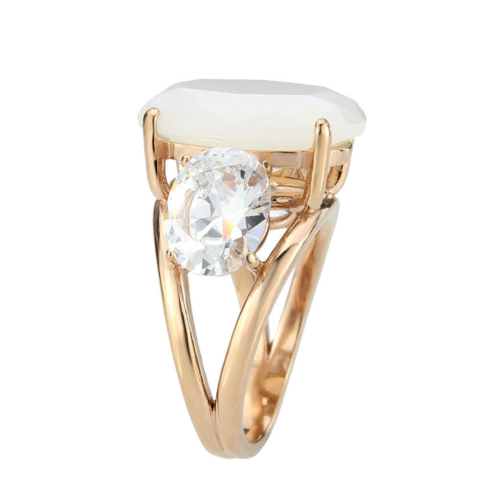 LOVCIA Rose Gold IP Plated Stainless Steel Ring with Fire Opal Synthetic Stone - Buy stylish Rings for women - Shop latest Ring design - Trendy Rings - Unique fashion Rings - Find the perfect Ring