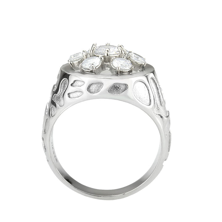 LOVCIA Sleek Stainless Steel Ring with Clear AAA Grade CZ Round Stone - Buy stylish Rings for women - Shop latest Ring design - Trendy Rings - Unique fashion Rings - Find the perfect Ring