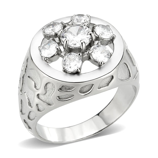 LOVCIA Sleek Stainless Steel Ring with Clear AAA Grade CZ Round Stone - Buy stylish Rings for women - Shop latest Ring design - Trendy Rings - Unique fashion Rings - Find the perfect Ring