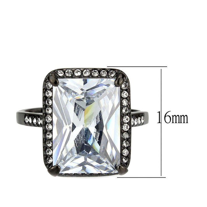 LOVCIA Black Ion Plated Stainless Steel Ring with Clear AAA CZ Stone - Buy stylish Rings for women - Shop latest Ring design - Trendy Rings - Unique fashion Rings - Find the perfect Ring