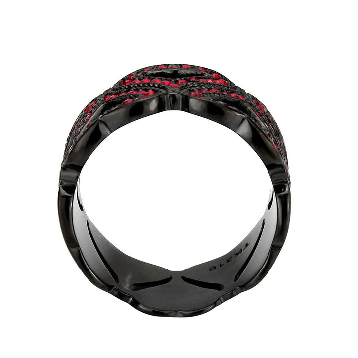 LOVCIA Ion Plated Black Stainless Steel Ring with Red Series Crystal - Buy stylish Rings for women - Shop latest Ring design - Trendy Rings - Unique fashion Rings - Find the perfect Ring