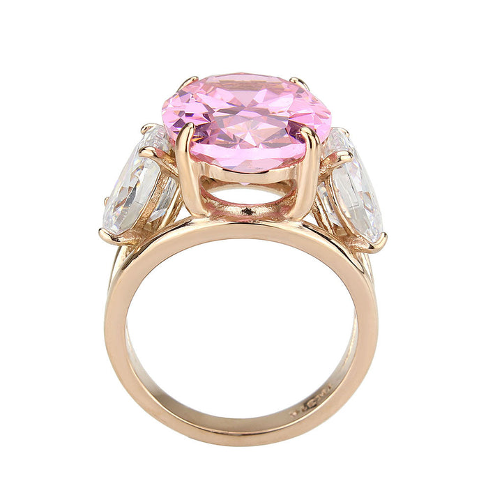 LOVCIA Rose Gold Ion-Plated Stainless Steel Ring with AAA CZ Stone in Rose - Buy stylish Rings for women - Shop latest Ring design - Trendy Rings - Unique fashion Rings - Find the perfect Ring