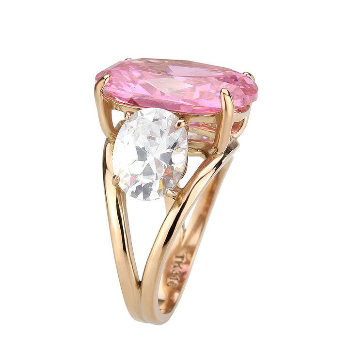 LOVCIA Rose Gold Ion-Plated Stainless Steel Ring with AAA CZ Stone in Rose - Buy stylish Rings for women - Shop latest Ring design - Trendy Rings - Unique fashion Rings - Find the perfect Ring