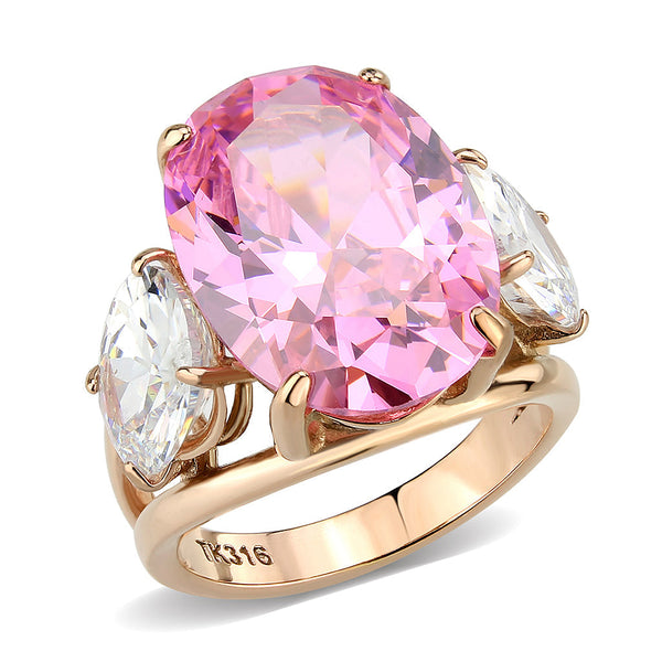 LOVCIA Rose Gold Ion-Plated Stainless Steel Ring with AAA CZ Stone in Rose - Buy stylish Rings for women - Shop latest Ring design - Trendy Rings - Unique fashion Rings - Find the perfect Ring