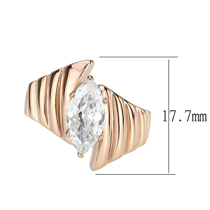 LOVCIA Rose Gold Ion Plated Stainless Steel Ring with AAA Clear CZ Stone - Buy stylish Rings for women - Shop latest Ring design - Trendy Rings - Unique fashion Rings - Find the perfect Ring