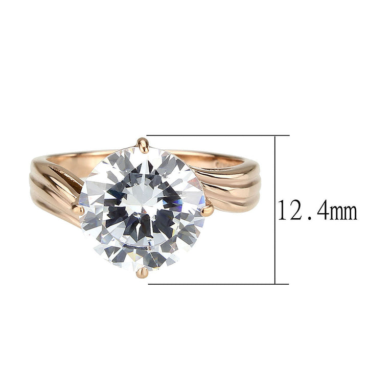 LOVCIA Rose Gold Ion-Plated Stainless Steel Ring with Clear AAA CZ Stone - Buy stylish Rings for women - Shop latest Ring design - Trendy Rings - Unique fashion Rings - Find the perfect Ring