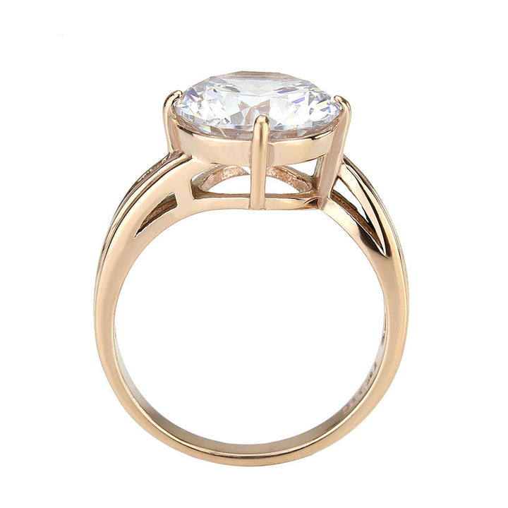 LOVCIA Rose Gold Ion-Plated Stainless Steel Ring with Clear AAA CZ Stone - Buy stylish Rings for women - Shop latest Ring design - Trendy Rings - Unique fashion Rings - Find the perfect Ring