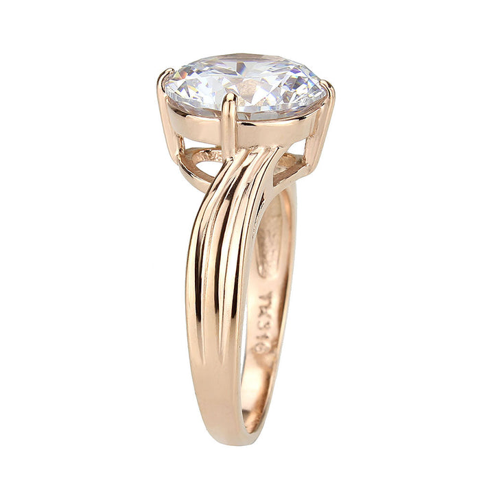 LOVCIA Rose Gold Ion-Plated Stainless Steel Ring with Clear AAA CZ Stone - Buy stylish Rings for women - Shop latest Ring design - Trendy Rings - Unique fashion Rings - Find the perfect Ring