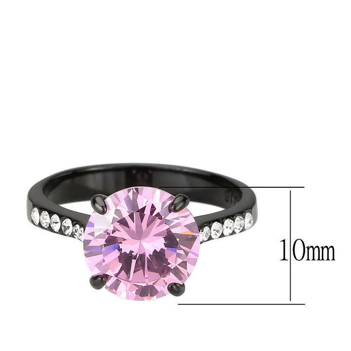 LOVCIA Ion Plated Black Stainless Steel Ring with Rose AAA Grade CZ Stone - Buy stylish Rings for women - Shop latest Ring design - Trendy Rings - Unique fashion Rings - Find the perfect Ring