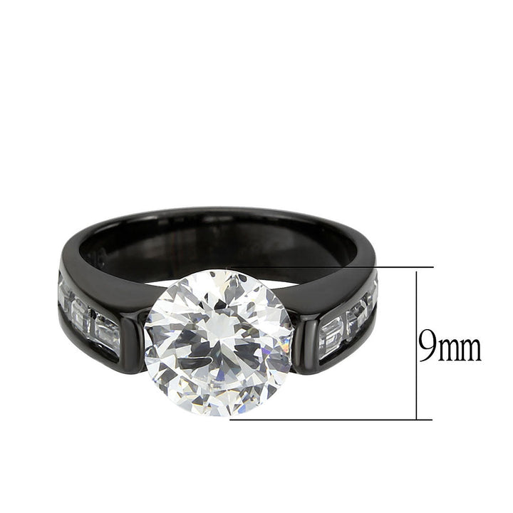 LOVCIA Black Ion Plated Stainless Steel Ring with Clear AAA Grade CZ Stone - Buy stylish Rings for women - Shop latest Ring design - Trendy Rings - Unique fashion Rings - Find the perfect Ring