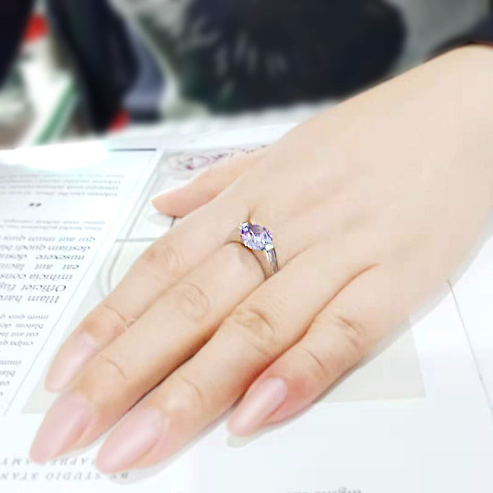 LOVCIA Stainless Steel Ring with Light Amethyst AAA Grade CZ, High Polished Finish - Buy stylish Rings for women - Shop latest Ring design - Trendy Rings - Unique fashion Rings - Find the perfect Ring