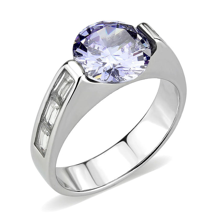 LOVCIA Stainless Steel Ring with Light Amethyst AAA Grade CZ, High Polished Finish - Buy stylish Rings for women - Shop latest Ring design - Trendy Rings - Unique fashion Rings - Find the perfect Ring