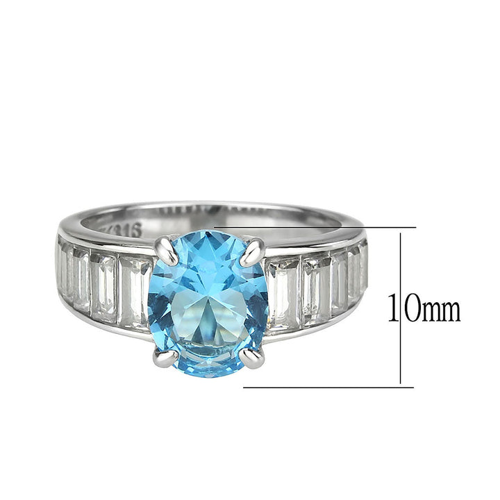 LOVCIA Stainless Steel Oval Sea Blue Synthetic Stone Ring, High Polish Finish - Buy stylish Rings for women - Shop latest Ring design - Trendy Rings - Unique fashion Rings - Find the perfect Ring