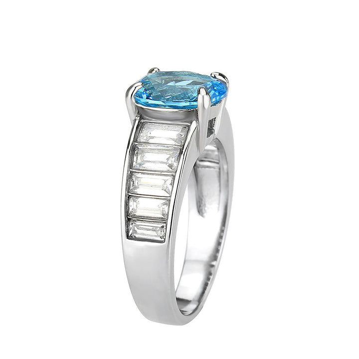 LOVCIA Stainless Steel Oval Sea Blue Synthetic Stone Ring, High Polish Finish - Buy stylish Rings for women - Shop latest Ring design - Trendy Rings - Unique fashion Rings - Find the perfect Ring