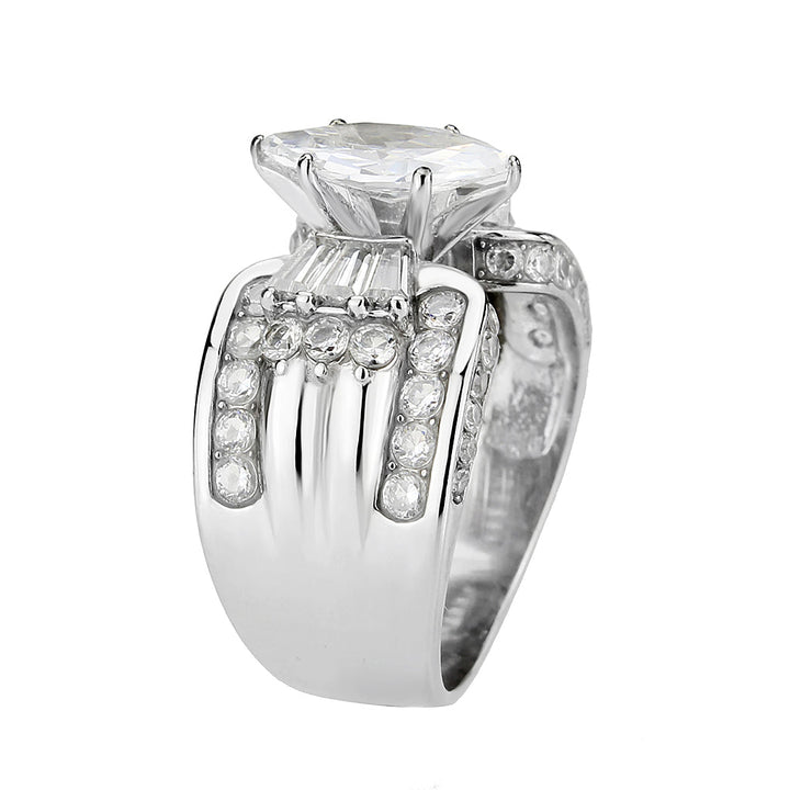 LOVCIA Sleek Stainless Steel Ring with Clear AAA Grade CZ Stone - Buy stylish Rings for women - Shop latest Ring design - Trendy Rings - Unique fashion Rings - Find the perfect Ring