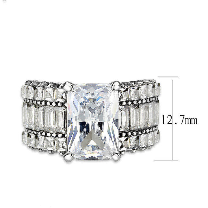 LOVCIA Stainless Steel Ring with Clear Rectangle AAA Grade CZ, High Polish Finish - Buy stylish Rings for women - Shop latest Ring design - Trendy Rings - Unique fashion Rings - Find the perfect Ring