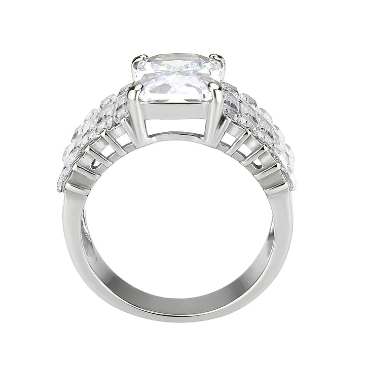 LOVCIA Stainless Steel Ring with Clear Rectangle AAA Grade CZ, High Polish Finish - Buy stylish Rings for women - Shop latest Ring design - Trendy Rings - Unique fashion Rings - Find the perfect Ring