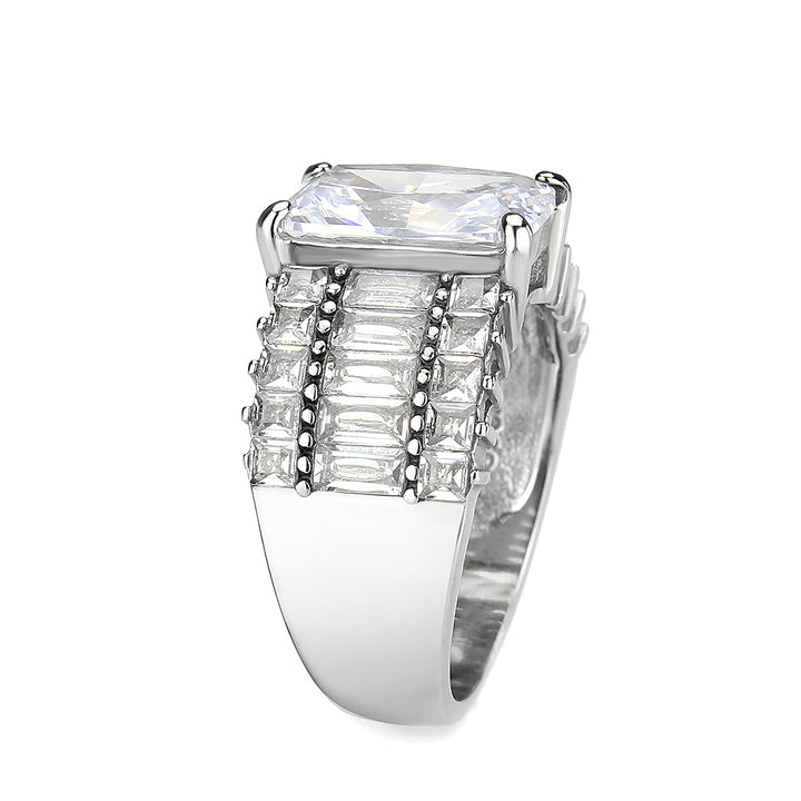 LOVCIA Stainless Steel Ring with Clear Rectangle AAA Grade CZ, High Polish Finish - Buy stylish Rings for women - Shop latest Ring design - Trendy Rings - Unique fashion Rings - Find the perfect Ring