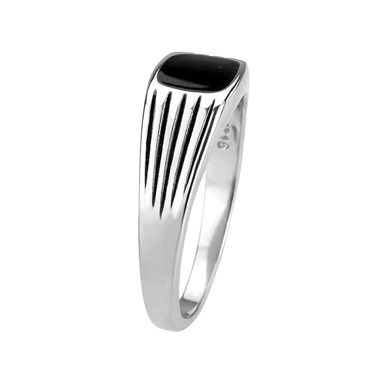 LOVCIA Jet Epoxy Stainless Steel Ring with High Polish Finish - Buy stylish Rings for women - Shop latest Ring design - Trendy Rings - Unique fashion Rings - Find the perfect Ring