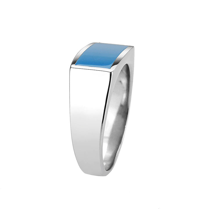 LOVCIA Stainless Steel Sea Blue Epoxy Ring with High Polish Finish - Buy stylish Rings for women - Shop latest Ring design - Trendy Rings - Unique fashion Rings - Find the perfect Ring