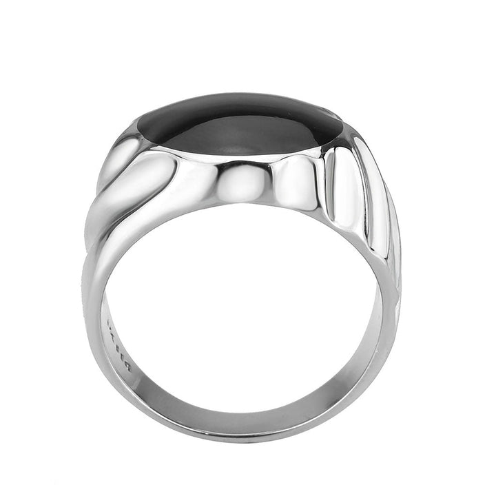 LOVCIA Sleek Stainless Steel Ring with Jet Black Epoxy Center - Buy stylish Rings for women - Shop latest Ring design - Trendy Rings - Unique fashion Rings - Find the perfect Ring