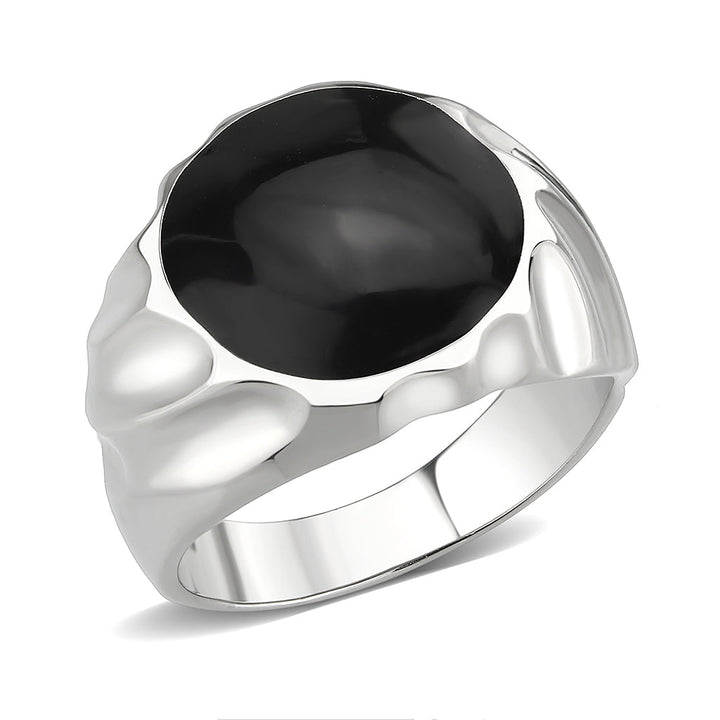 LOVCIA Sleek Stainless Steel Ring with Jet Black Epoxy Center - Buy stylish Rings for women - Shop latest Ring design - Trendy Rings - Unique fashion Rings - Find the perfect Ring