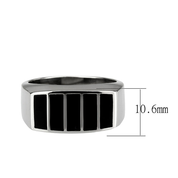 LOVCIA Stainless Steel Ring with Jet Epoxy Stone and High Polish Finish - Buy stylish Rings for women - Shop latest Ring design - Trendy Rings - Unique fashion Rings - Find the perfect Ring