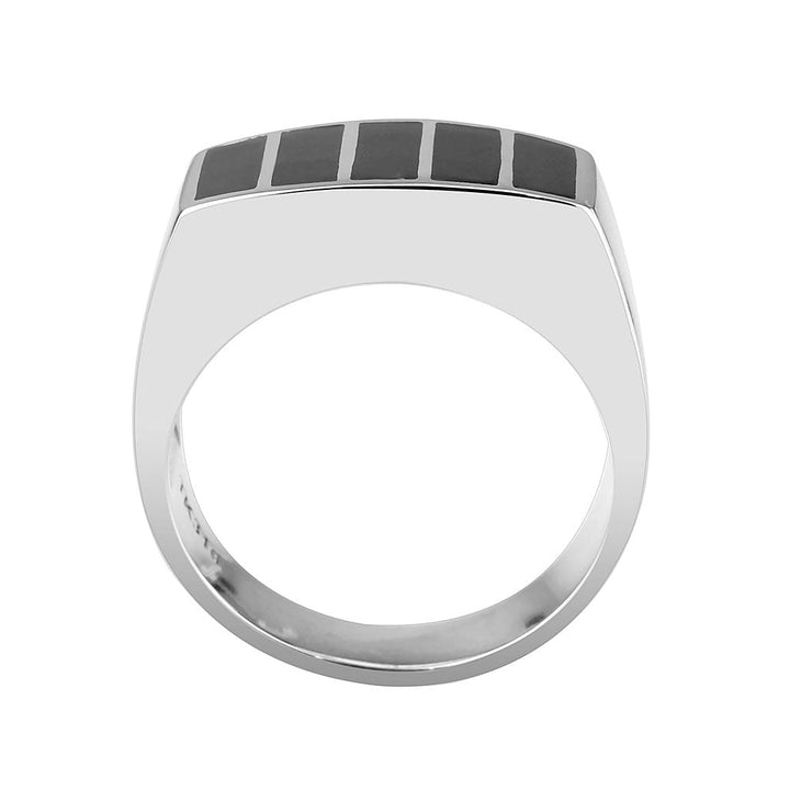 LOVCIA Stainless Steel Ring with Jet Epoxy Stone and High Polish Finish - Buy stylish Rings for women - Shop latest Ring design - Trendy Rings - Unique fashion Rings - Find the perfect Ring