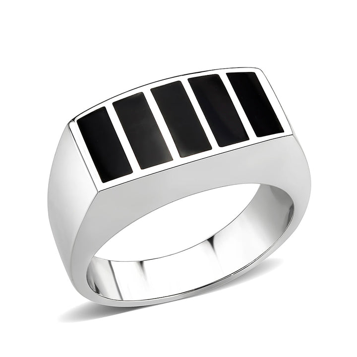 LOVCIA Stainless Steel Ring with Jet Epoxy Stone and High Polish Finish - Buy stylish Rings for women - Shop latest Ring design - Trendy Rings - Unique fashion Rings - Find the perfect Ring